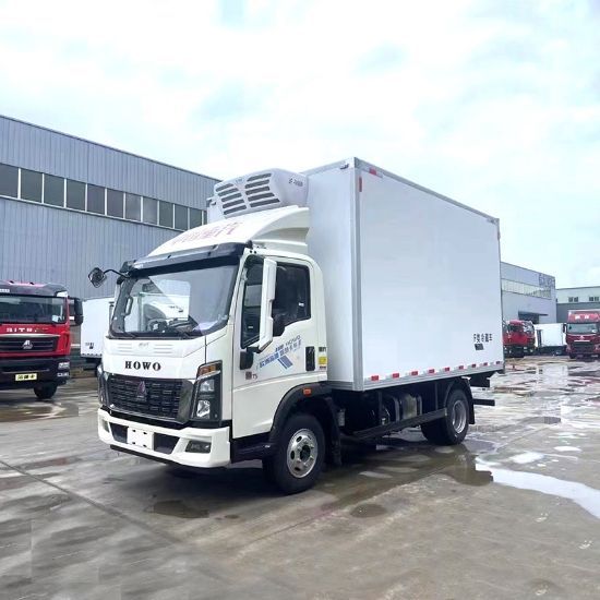 图片 HOWO Sinotruk 4.2m blue van freight refrigerated truck with strong sealing and refrigeration performance