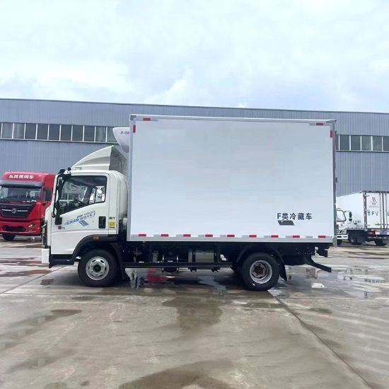 图片 HOWO Sinotruk 4.2m blue van freight refrigerated truck with strong sealing and refrigeration performance