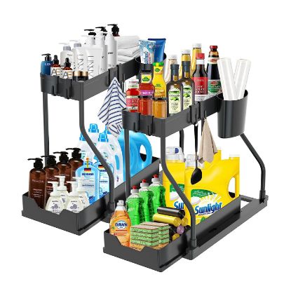 图片 Multi-layer pull-out seasoning household kitchen rack bathroom sink layered sundries storage rack wholesale