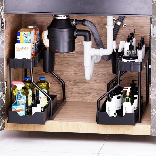 图片 Multi-layer pull-out seasoning household kitchen rack bathroom sink layered sundries storage rack wholesale