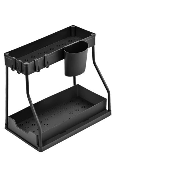 图片 Multi-layer pull-out seasoning household kitchen rack bathroom sink layered sundries storage rack wholesale