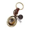 Picture of European and American new accessories hand-woven retro alloy cowboy hat cowhide keychain personality creative car pendant