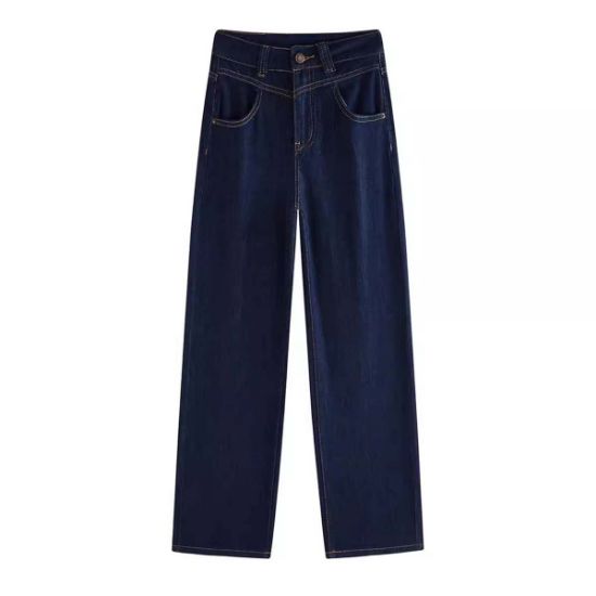 图片 Korean summer thin denim blue new straight high waist 89% jeans
