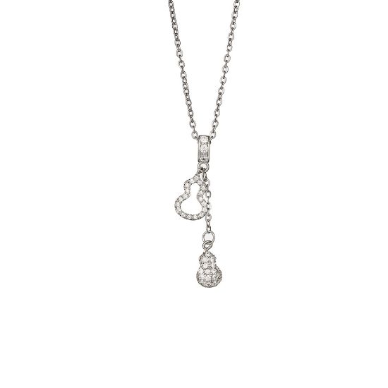 图片 Japanese and Korean style light luxury diamond silver tassel gourd necklace for women niche temperament titanium steel clavicle chain high-end jewelry