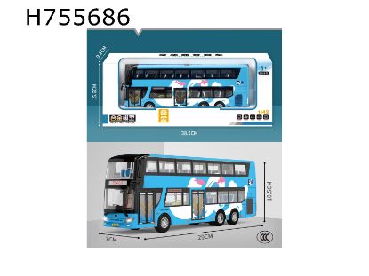 图片 1:42 Alloy Bus Toy Double Decker Bus (Blue)