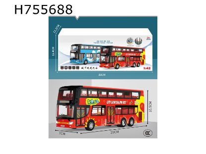 图片 1:42 Alloy Bus Toy Double Decker Bus (Red)