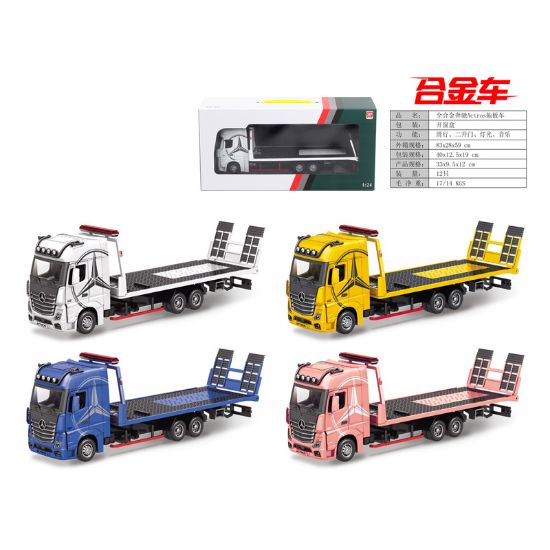 图片 1:24 Scale Alloy Mercedes Actros Flatbed Truck (With Sliding Doors, Lights, and Music)